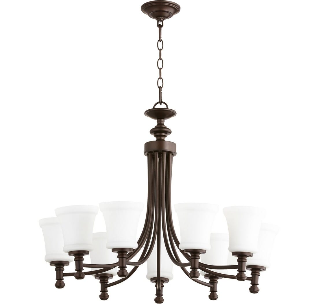 Quorum Rossington 9-Light 23" Transitional Chandelier in Oiled Bronze