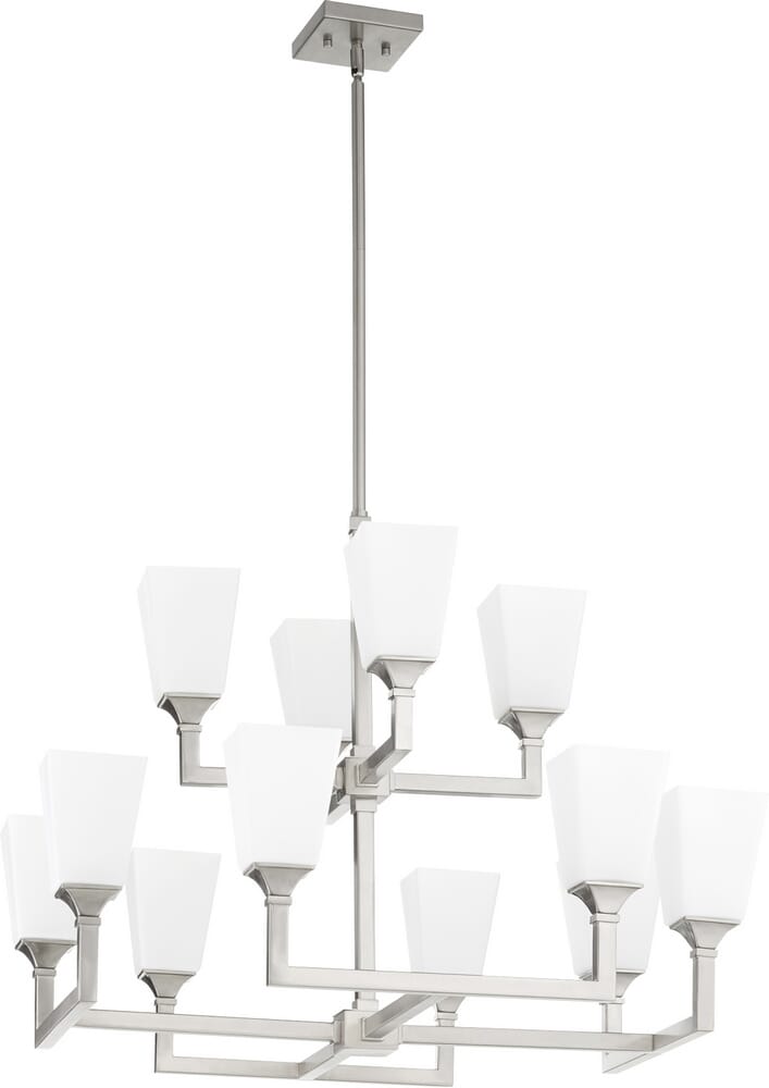 Quorum Wright 12-Light 24" Transitional Chandelier in Satin Nickel