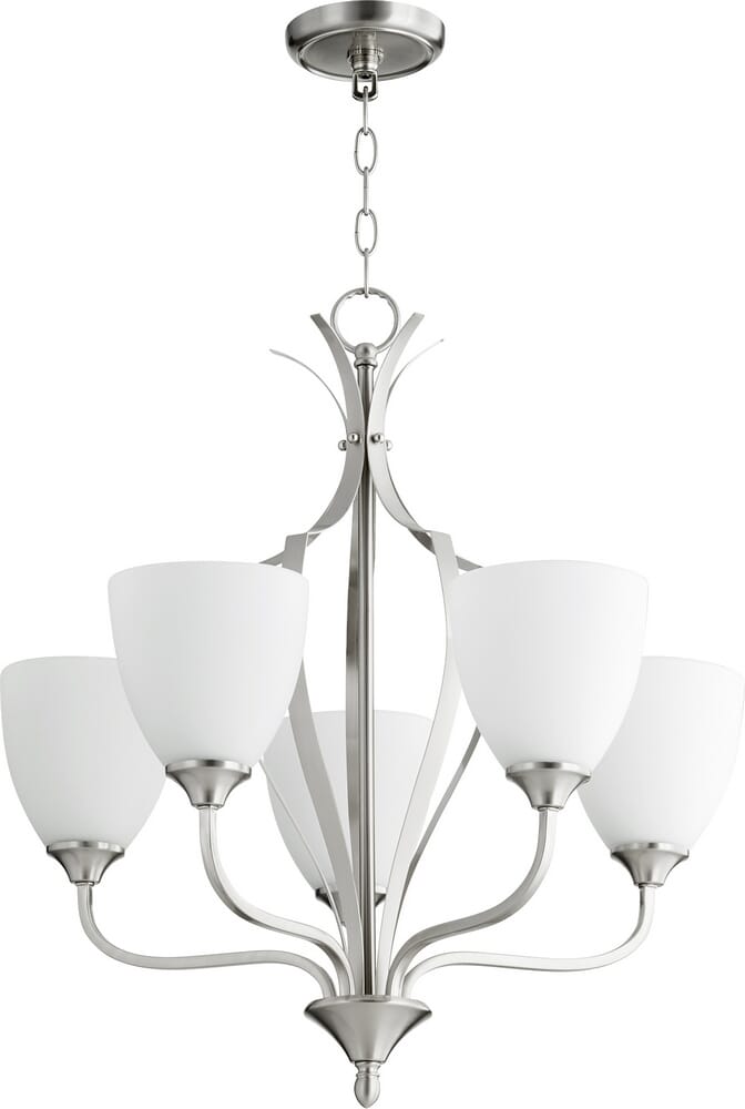 Quorum Jardin 5-Light 26" Transitional Chandelier in Satin Nickel