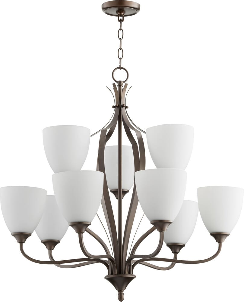 Quorum Jardin 9-Light 28" Transitional Chandelier in Oiled Bronze