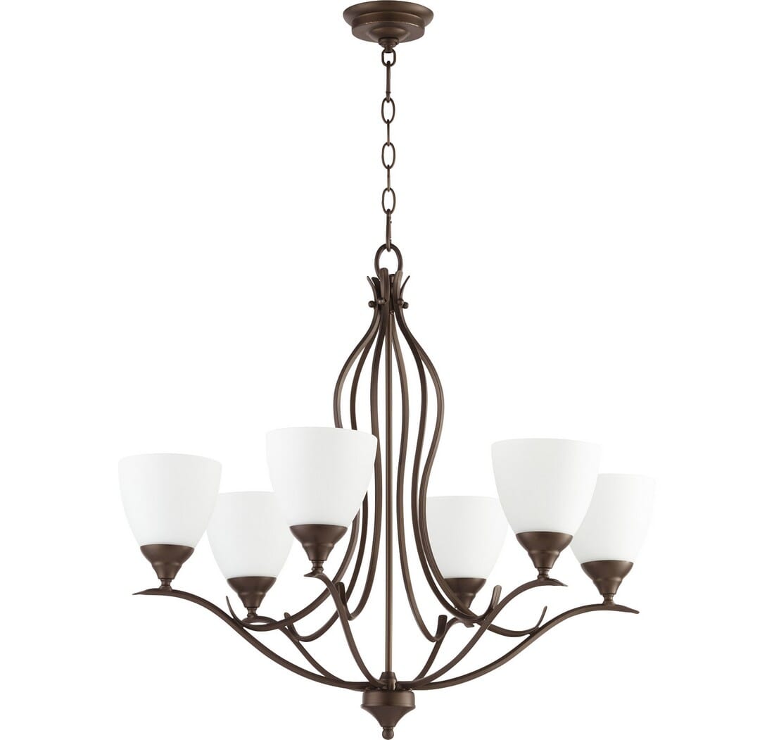 Quorum Flora 6-Light 26" Transitional Chandelier in Oiled Bronze