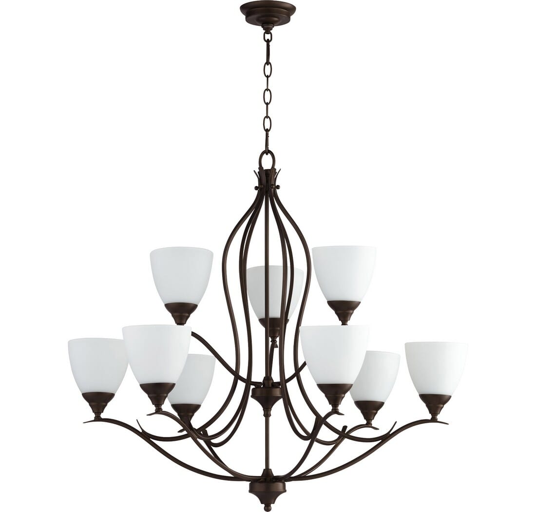 Quorum Flora 9-Light 26" Transitional Chandelier in Oiled Bronze