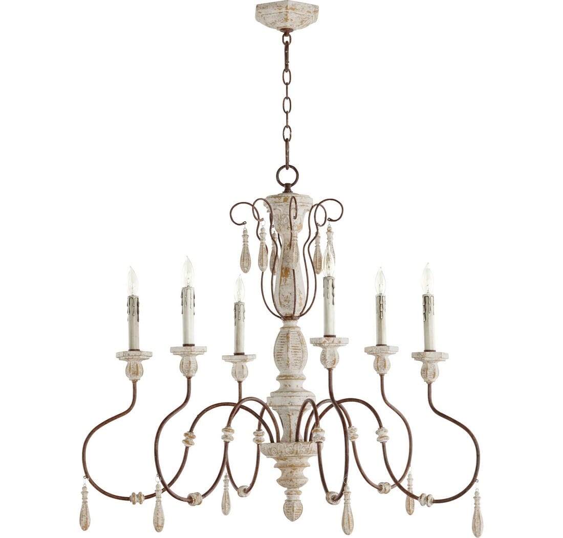 Quorum La Maison 6-Light 31" Traditional Chandelier in Manchester Grey with Rust Accents