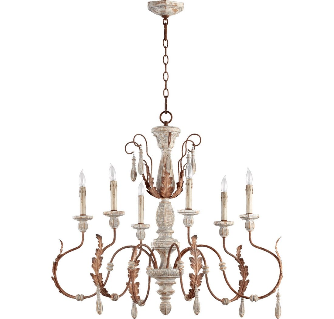 Quorum La Maison 6-Light 31" Traditional Chandelier in Manchester Grey with Rust Accents