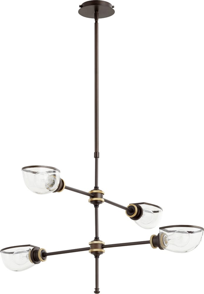 Quorum Menlo 4-Light 21" Transitional Chandelier in Aged Brass Oiled Bronze