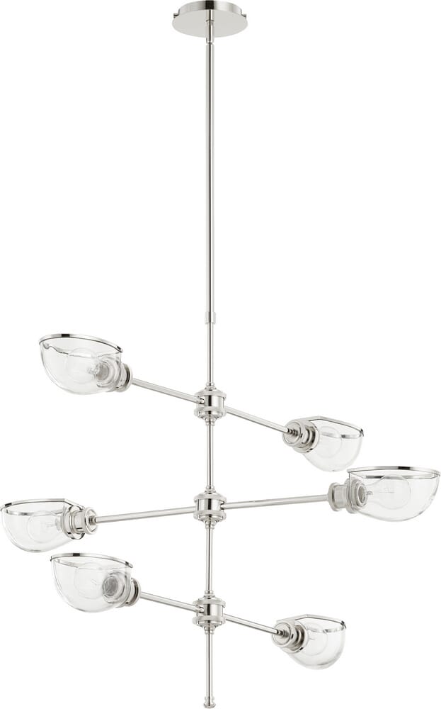 Quorum Menlo 6-Light 28" Transitional Chandelier in Polished Nickel n/a