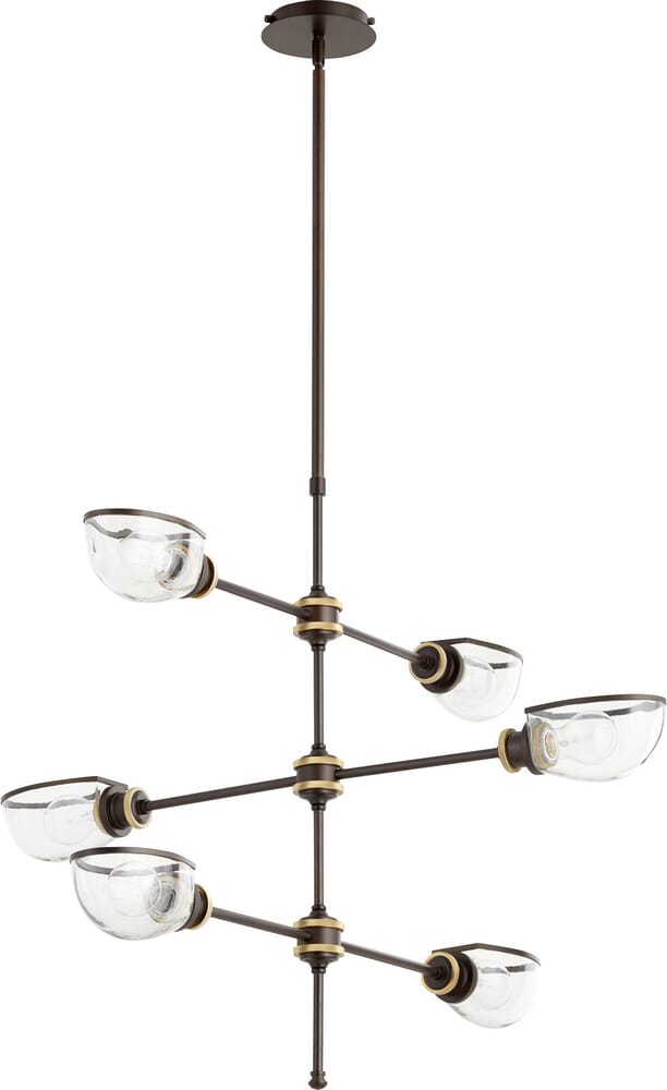 Quorum Menlo 6-Light 28" Transitional Chandelier in Aged Brass Oiled Bronze