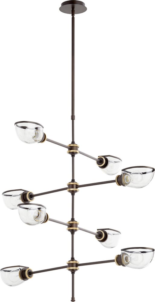 Quorum Menlo 8-Light 36" Transitional Chandelier in Aged Brass Oiled Bronze