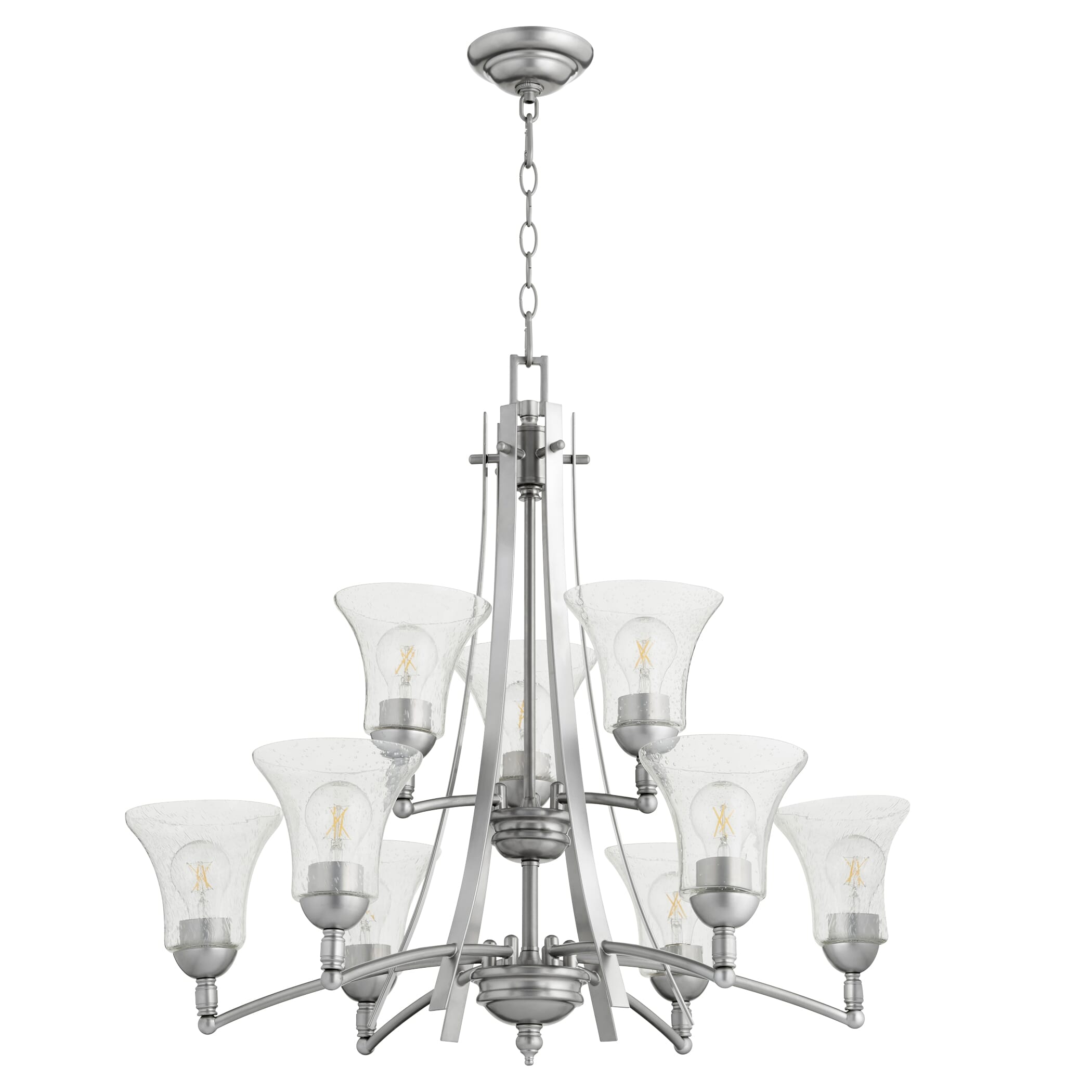 Quorum Aspen 9-Light 27" Transitional Chandelier in Classic Nickel