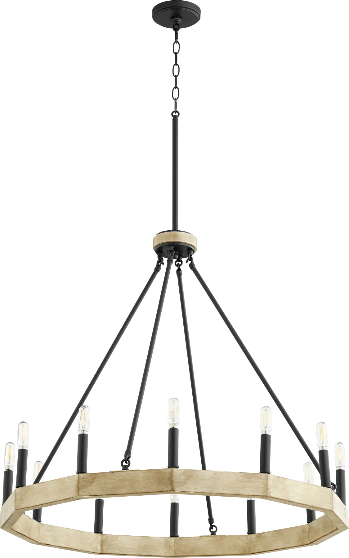 Quorum Alpine 12-Light 29" Contemporary Chandelier in Noir with Driftwood finish