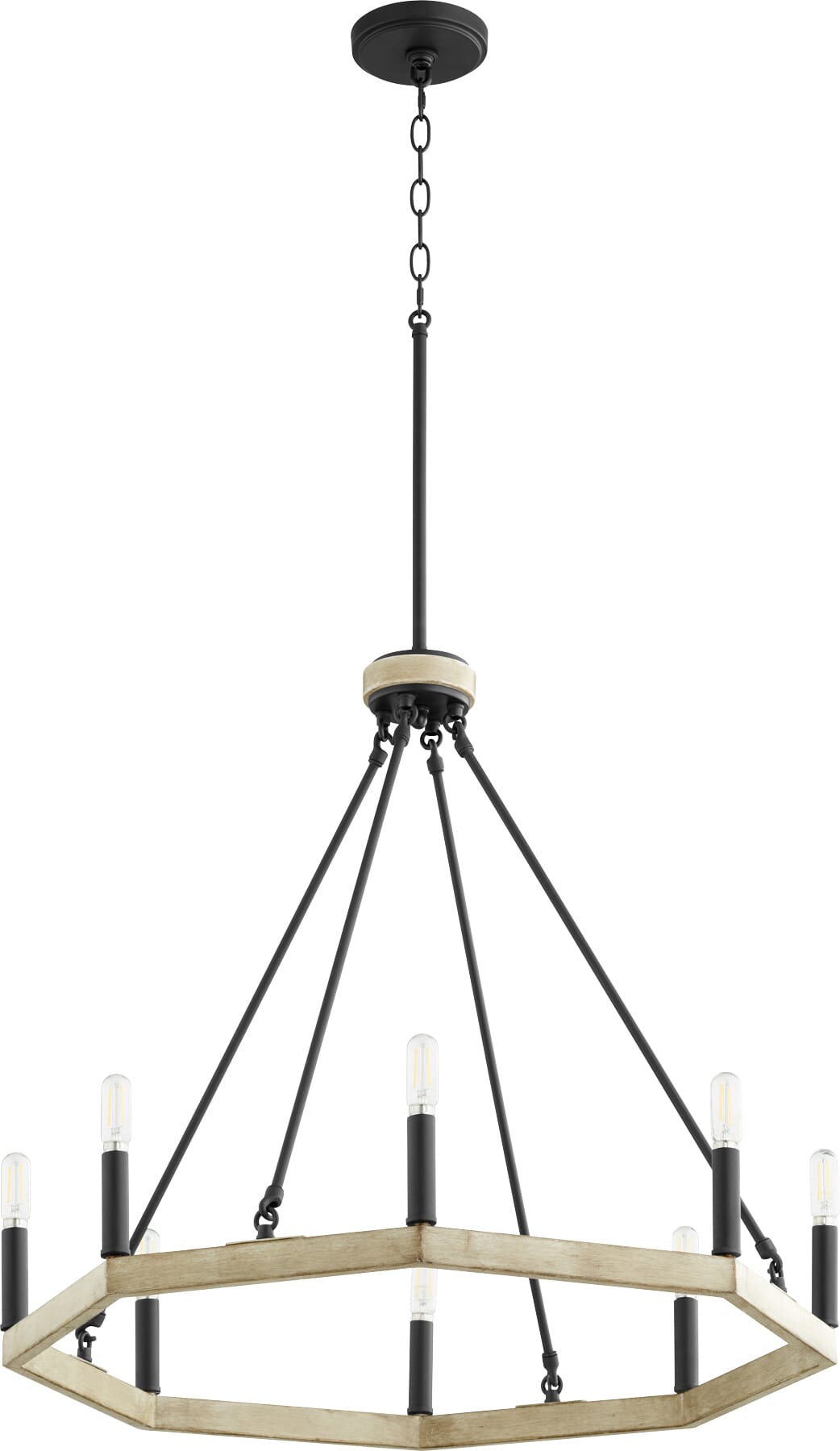 Quorum Alpine 8-Light 24" Contemporary Chandelier in Noir with Driftwood finish