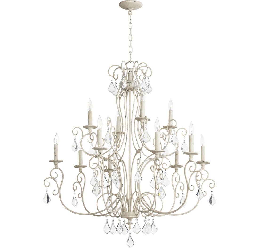 Quorum Ariel 12-Light 38" Transitional Chandelier in Persian White