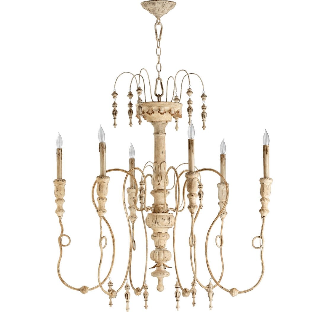 Quorum Salento 6-Light 35" Transitional Chandelier in Persian White