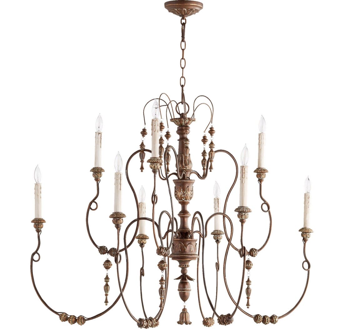 Quorum Salento 9-Light 32" Transitional Chandelier in Vintage Copper