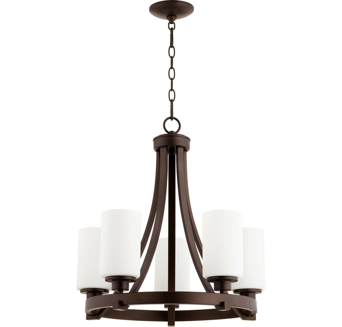 Quorum Lancaster 5-Light 22" Transitional Chandelier in Oiled Bronze