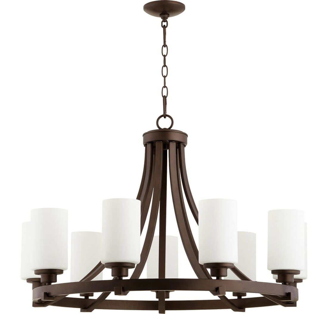 Quorum Lancaster 9-Light 23" Transitional Chandelier in Oiled Bronze