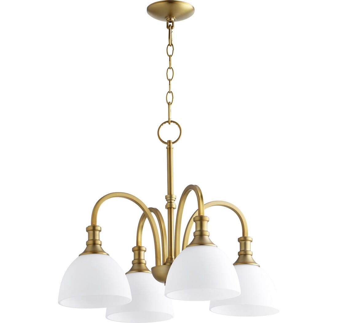 Quorum Richmond 4-Light Dinette & Breakfast Chandelier in Aged Brass