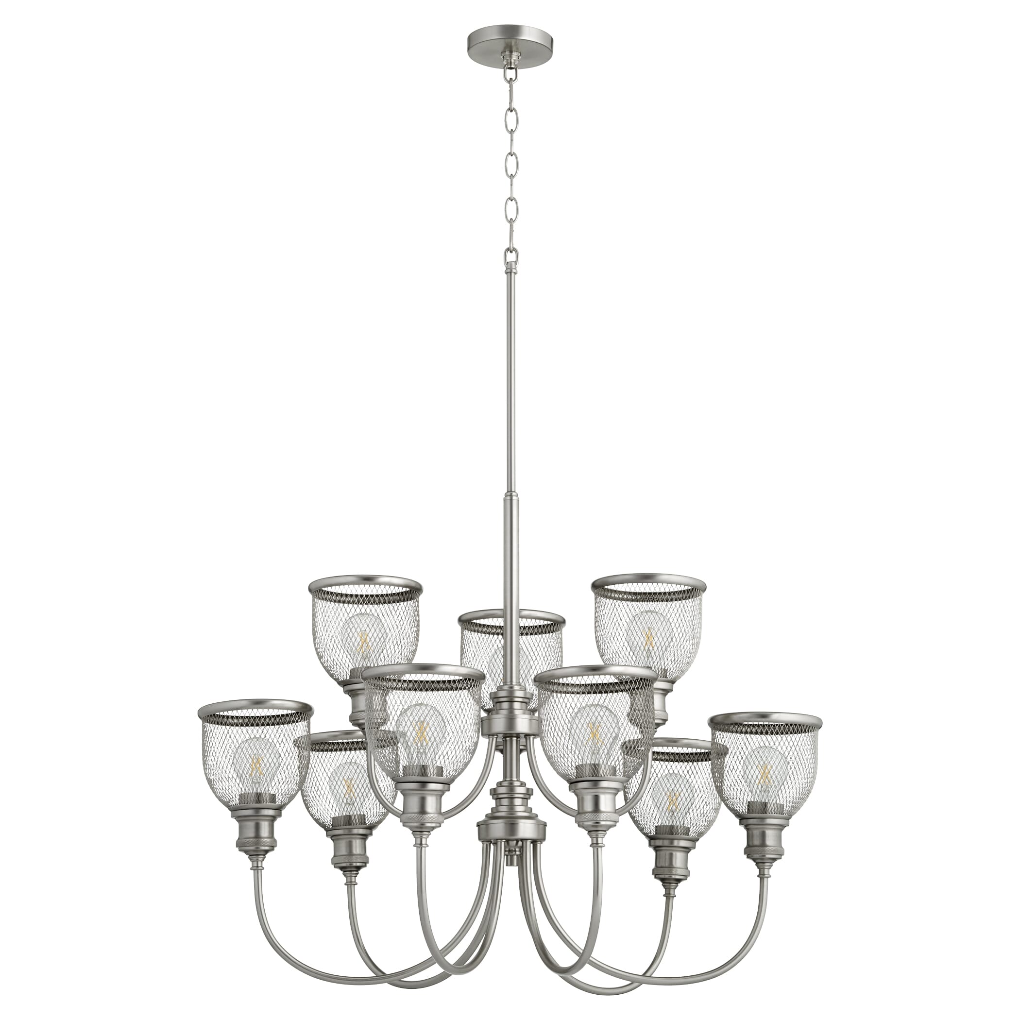 Quorum Omni 9-Light 25" Transitional Chandelier in Satin Nickel