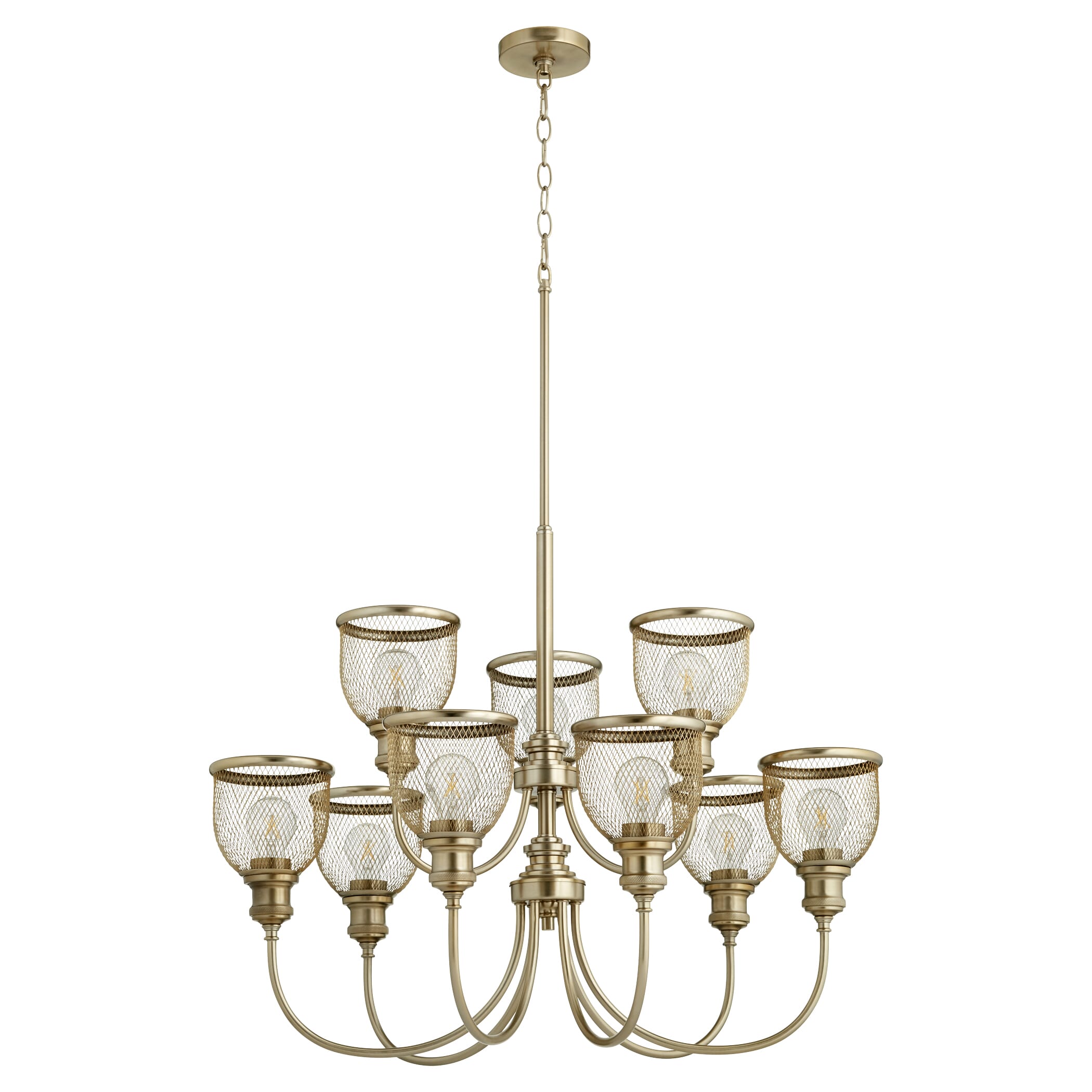 Quorum Omni 9-Light 25" Transitional Chandelier in Aged Brass