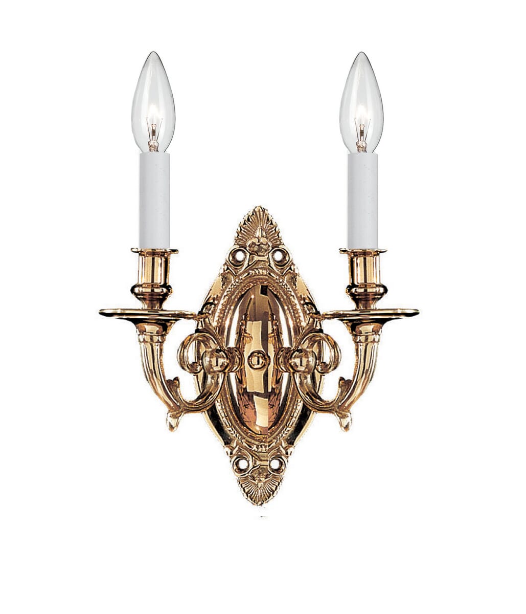 Crystorama 2-Light 10" Wall Sconce in Polished Brass