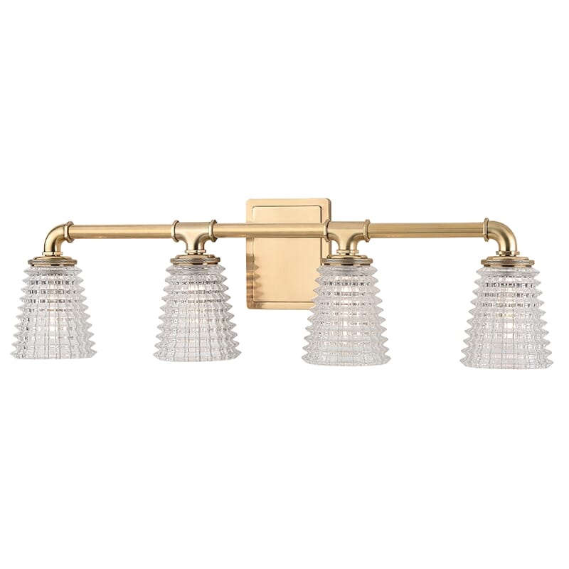 Hudson Valley Westbrook 4-Light 28" Bathroom Vanity Light in Aged Brass