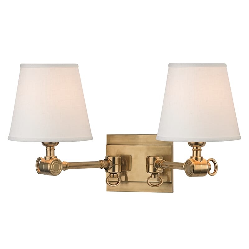 Hudson Valley Hillsdale 2-Light 10" Wall Sconce in Aged Brass