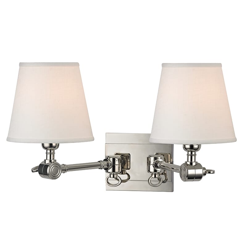 Hudson Valley Hillsdale 2-Light 10" Wall Sconce in Polished Nickel