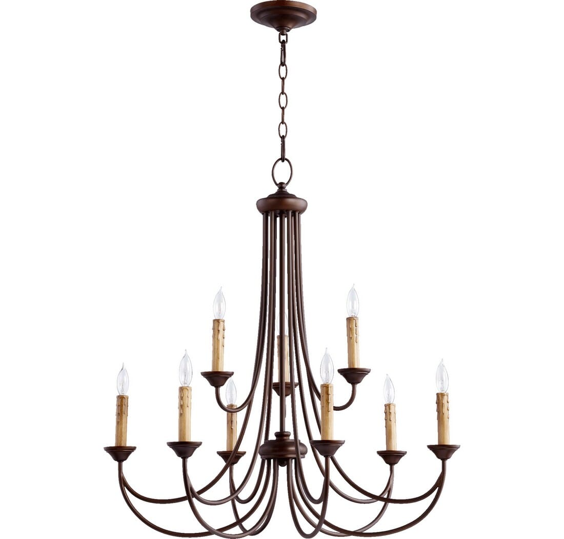 Quorum Brooks 9-Light 32" Transitional Chandelier in Oiled Bronze