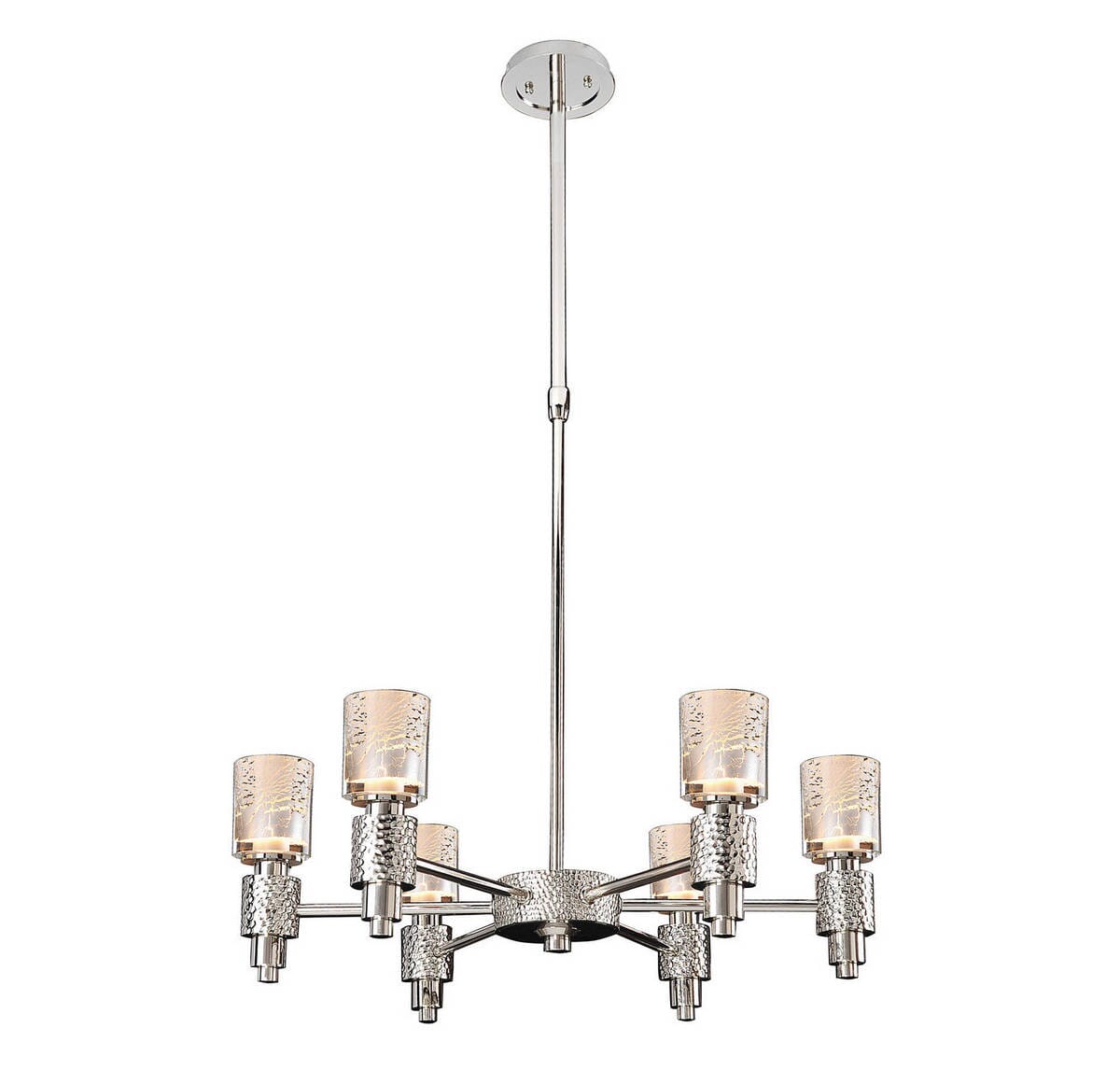 Kalco Ashington 6-Light Chandelier in Polished Satin Nickel