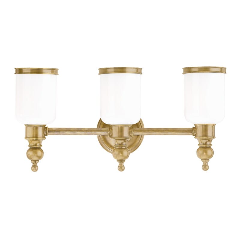 Hudson Valley Chatham 3-Light Bathroom Vanity Light in Aged Brass