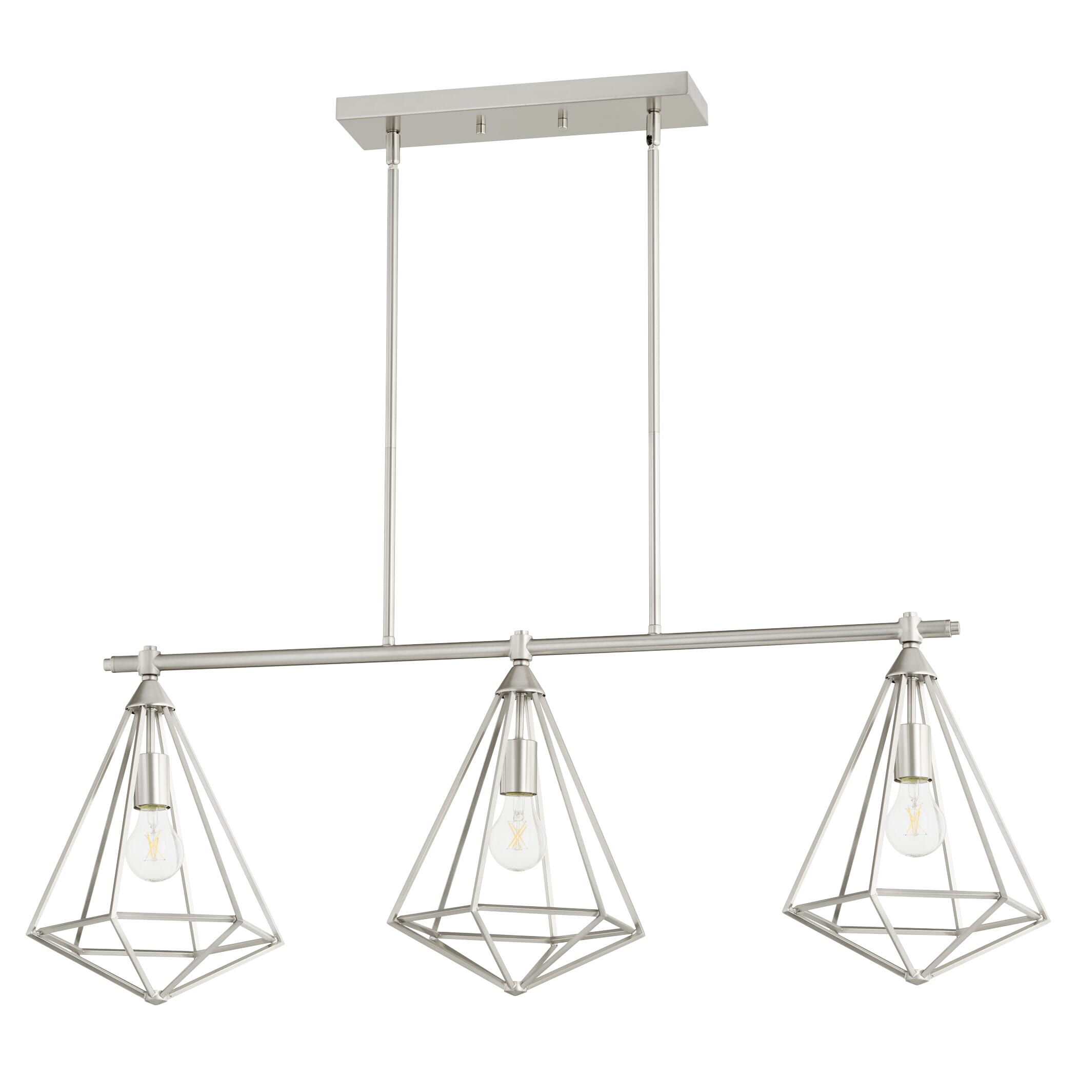 Quorum Bennett 3-Light 11" Kitchen Island Light in Satin Nickel