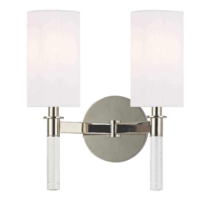 Hudson Valley Wylie 2-Light 12" Wall Sconce in Polished Nickel