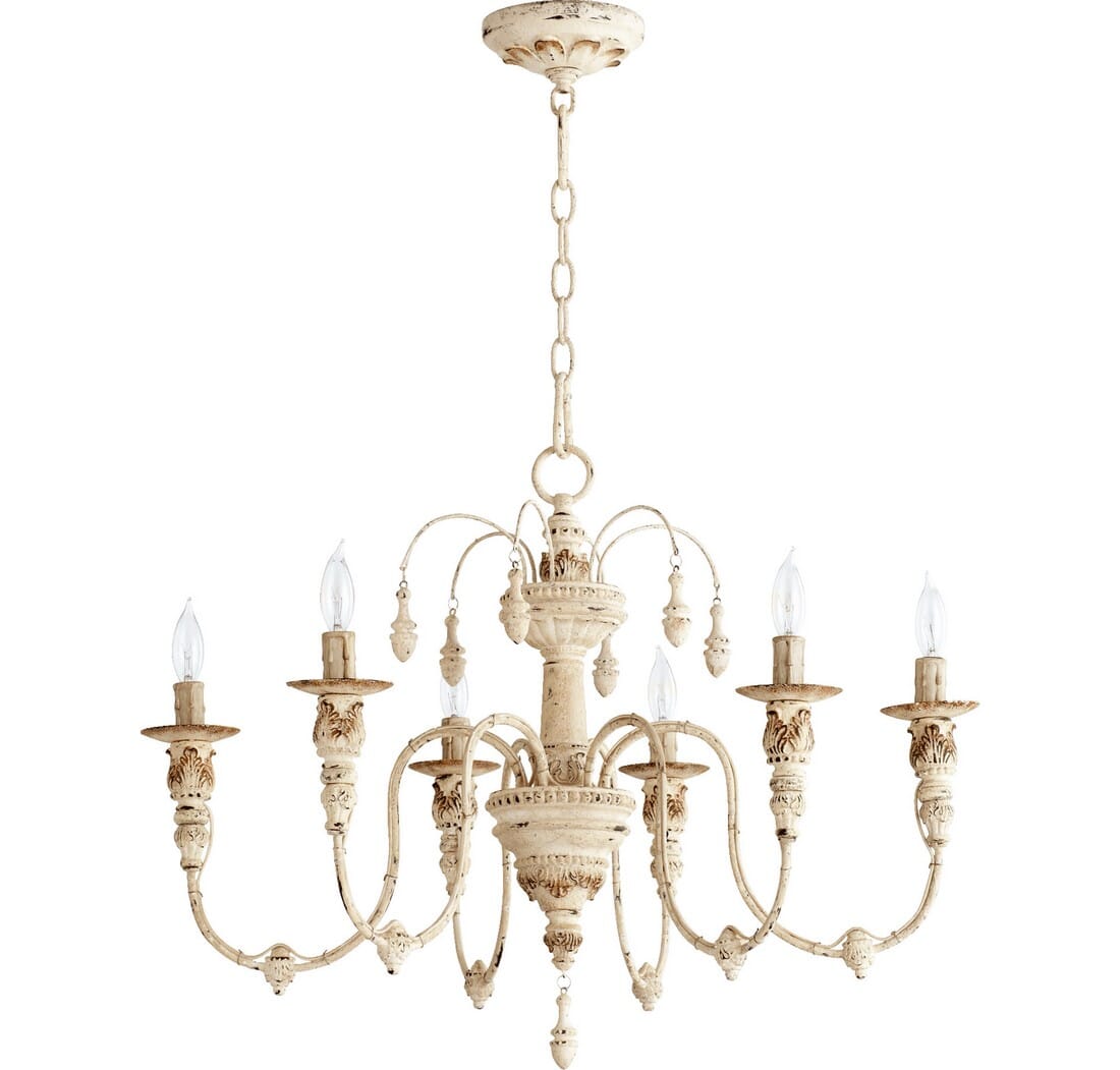 Quorum Salento 6-Light 20" Transitional Chandelier in Persian White