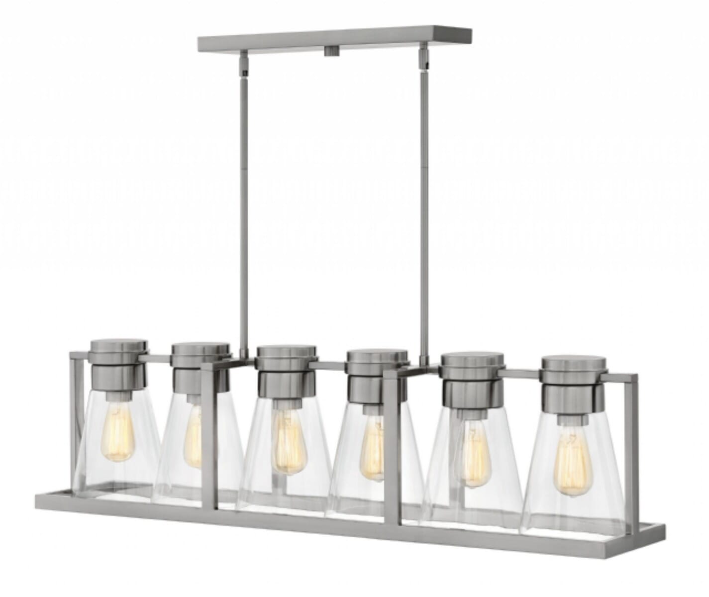 Hinkley Refinery 6-Light Linear Chandelier in Brushed Nickel with Clear Glass