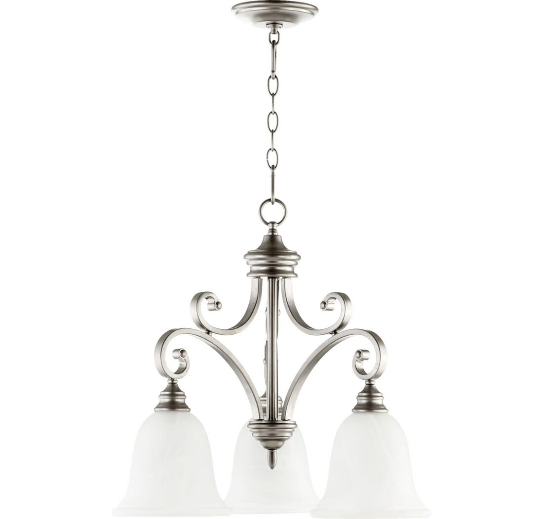 Quorum Bryant 3-Light 22" Dinette & Breakfast Chandelier in Classic Nickel