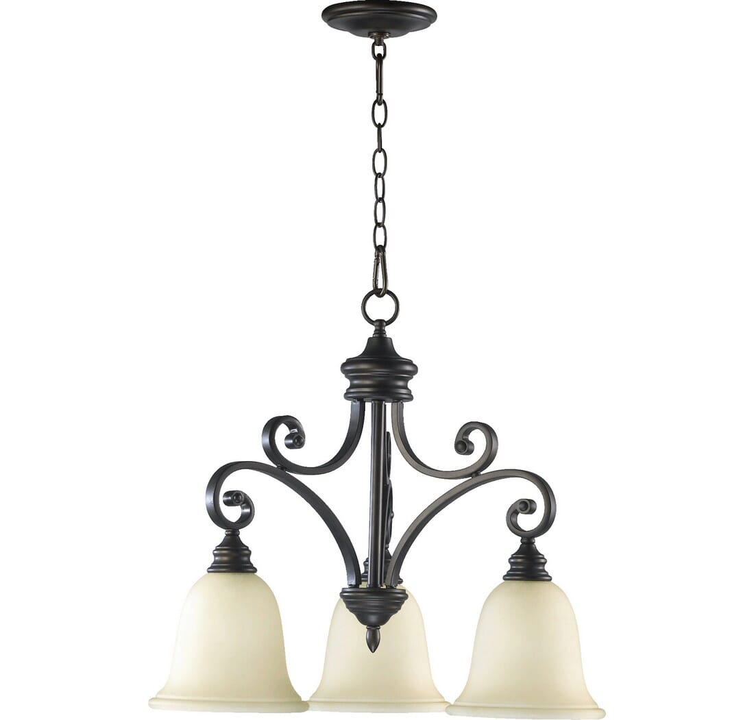 Quorum Bryant 3-Light 22" Dinette & Breakfast Chandelier in Oiled Bronze