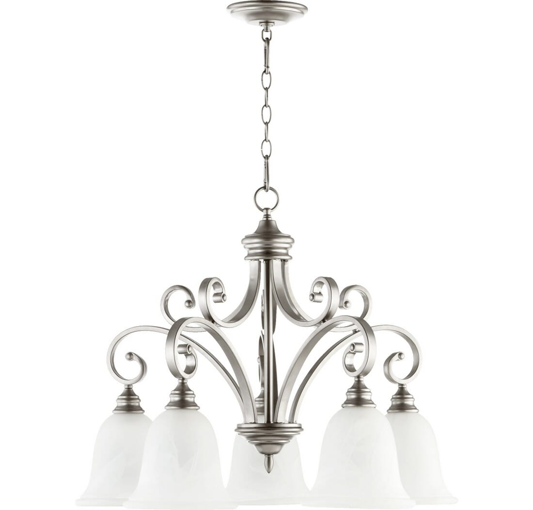 Quorum Bryant 5-Light 24" Dinette & Breakfast Chandelier in Classic Nickel