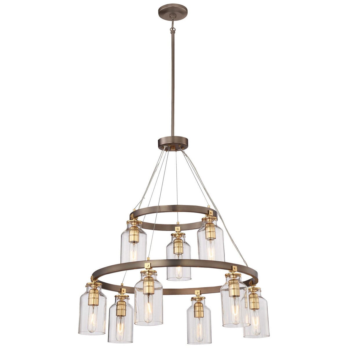 Minka Lavery Morrow 9-Light Transitional Chandelier in Harvard Court Bronze with Gold Highlights