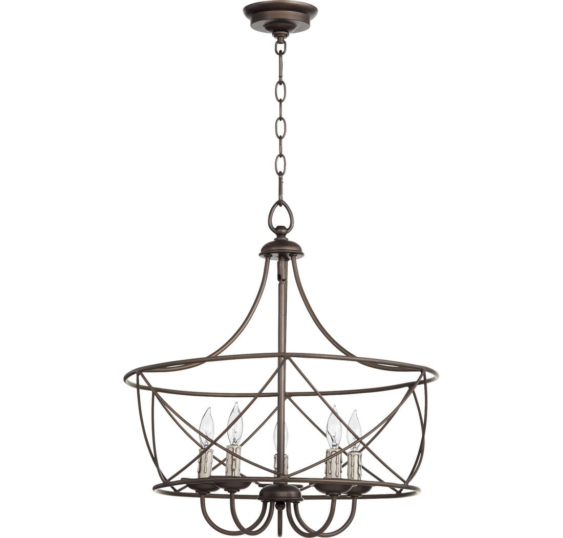 Quorum Cilia 5-Light 21" Pendant Light in Oiled Bronze