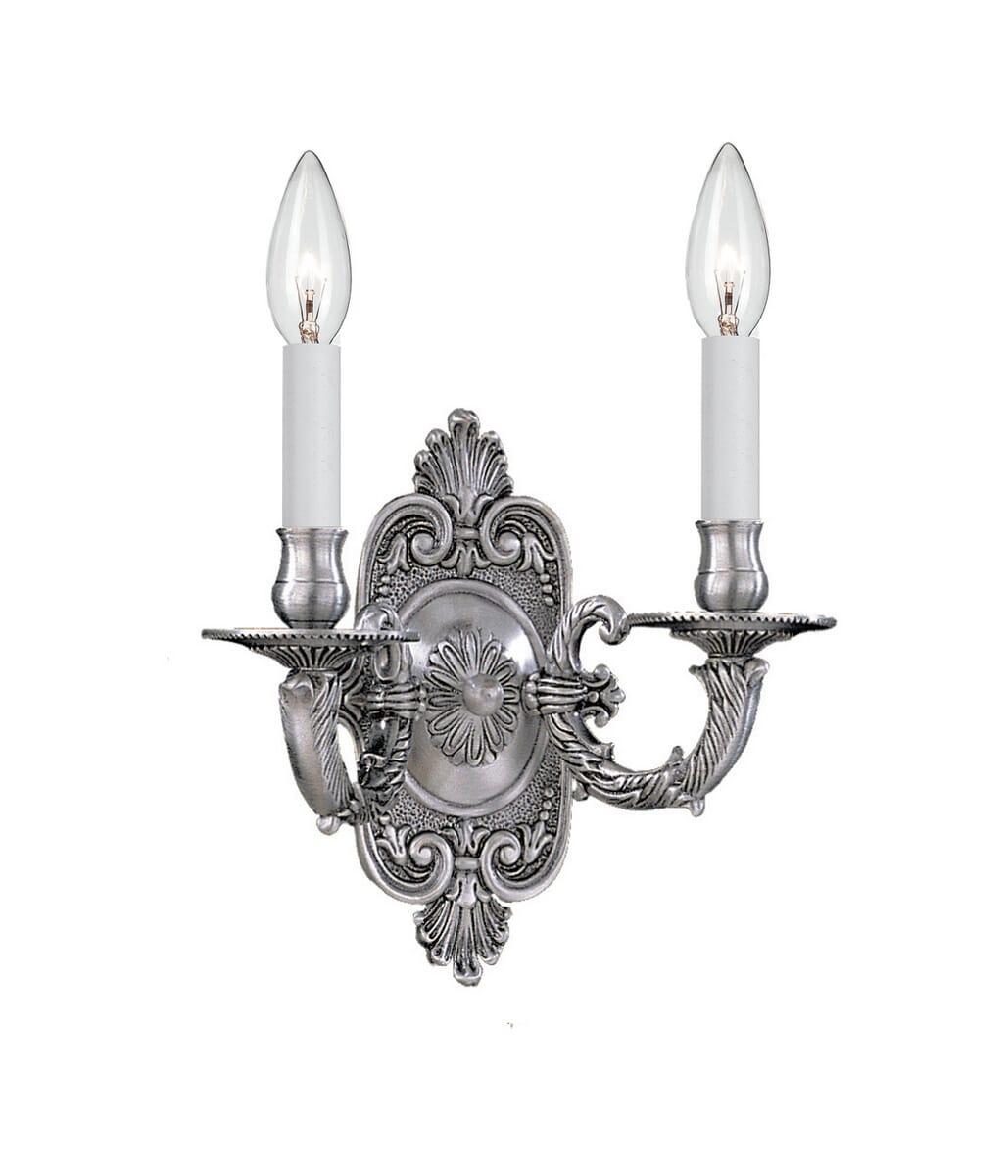 Crystorama 2-Light 10" Wall Sconce in Pewter