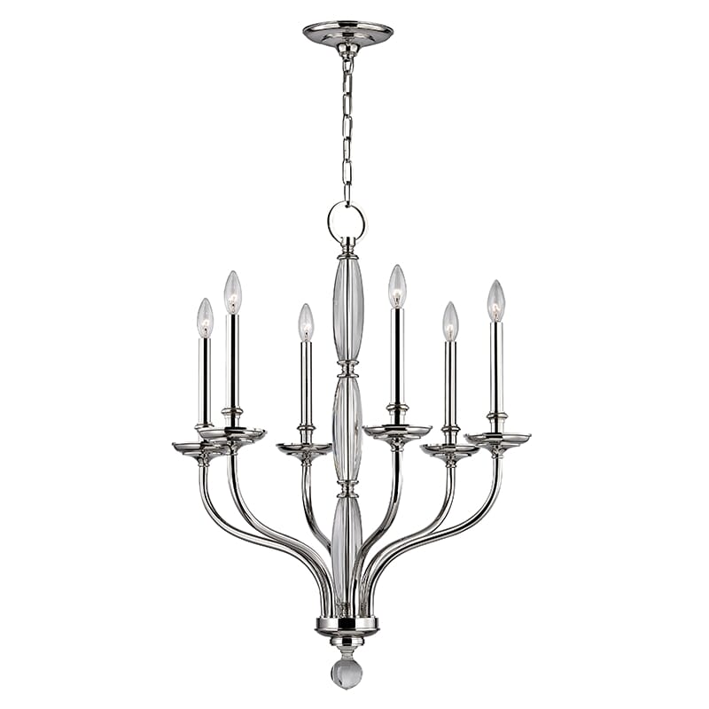 Hudson Valley Lauderhill 6-Light Chandelier in Polished Nickel