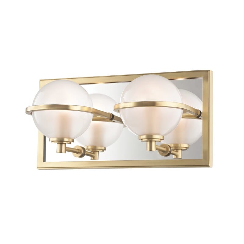 Hudson Valley Axiom 2-Light 12" Bathroom Vanity Light in Aged Brass