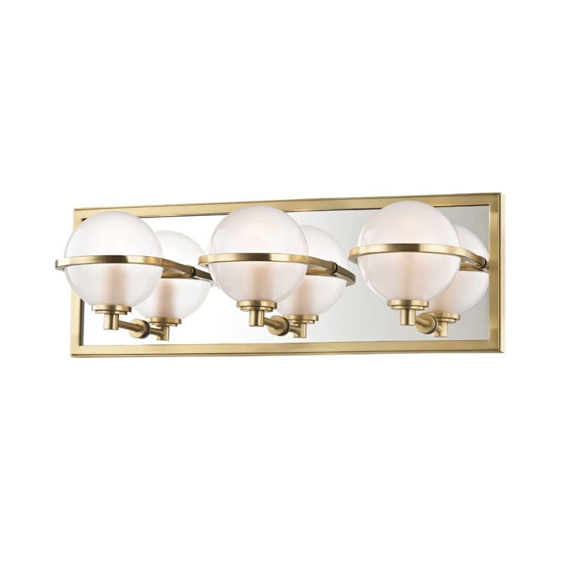 Hudson Valley Axiom 3-Light 18" Bathroom Vanity Light in Aged Brass