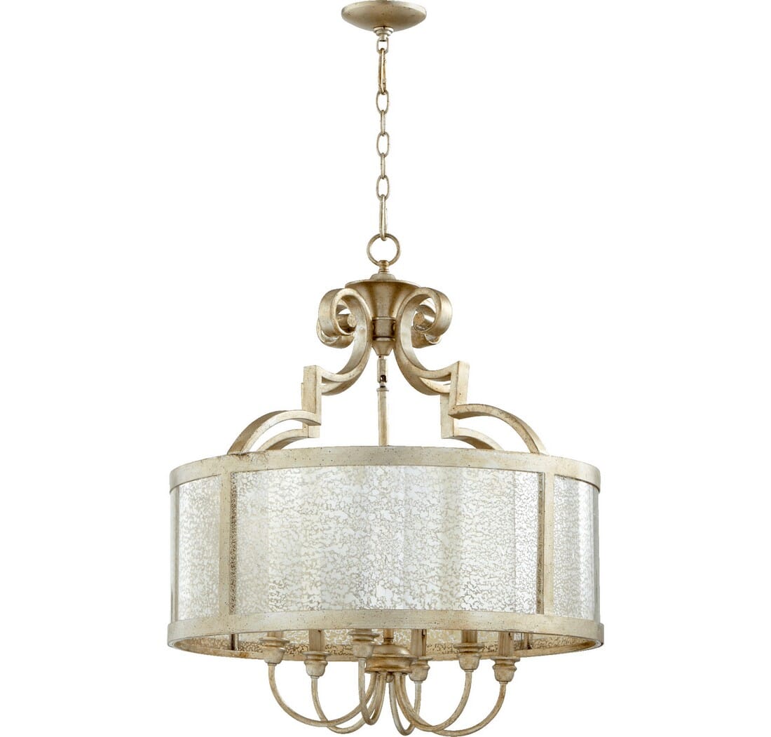 Quorum Champlain 6-Light 24" Pendant Light in Aged Silver Leaf