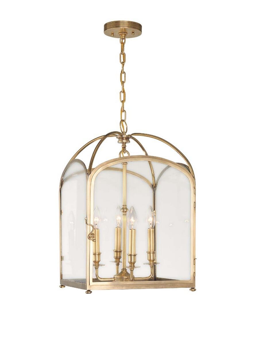 Hudson Valley Oxford 4-Light 22" Pendant Light in Aged Brass