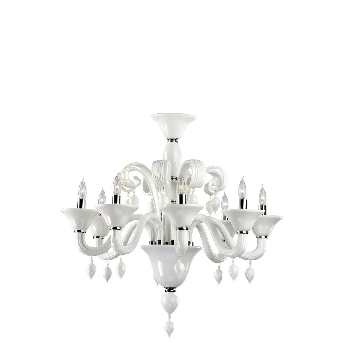 Cyan Design Treviso 29" 8-Light White Glass Chandelier in Chrome