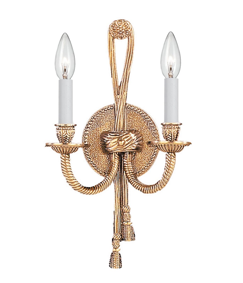 Crystorama 2-Light 15" Wall Sconce in Olde Brass