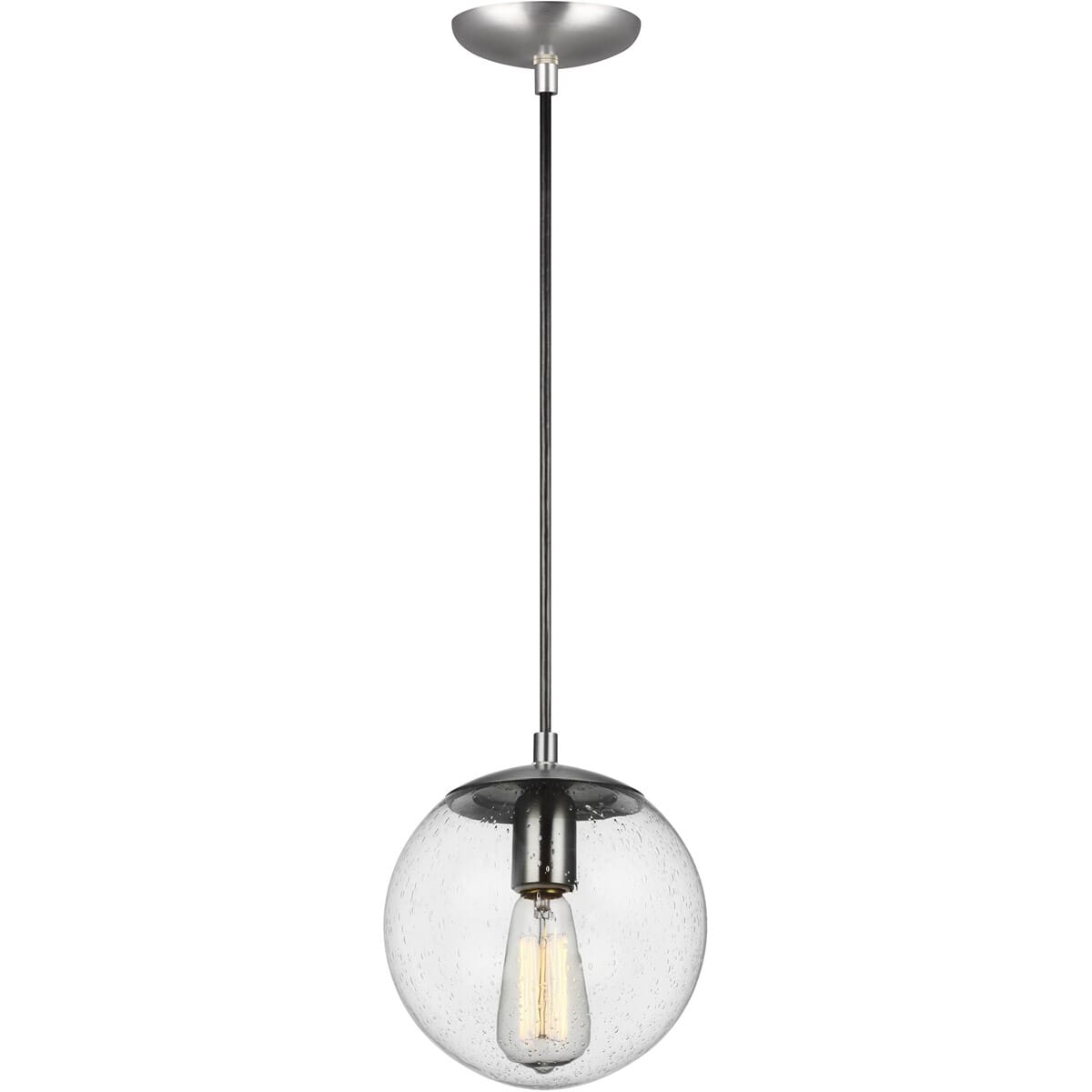 Sea Gull Leo - Hanging Globe 9" Pendant Light in Satin Aluminum