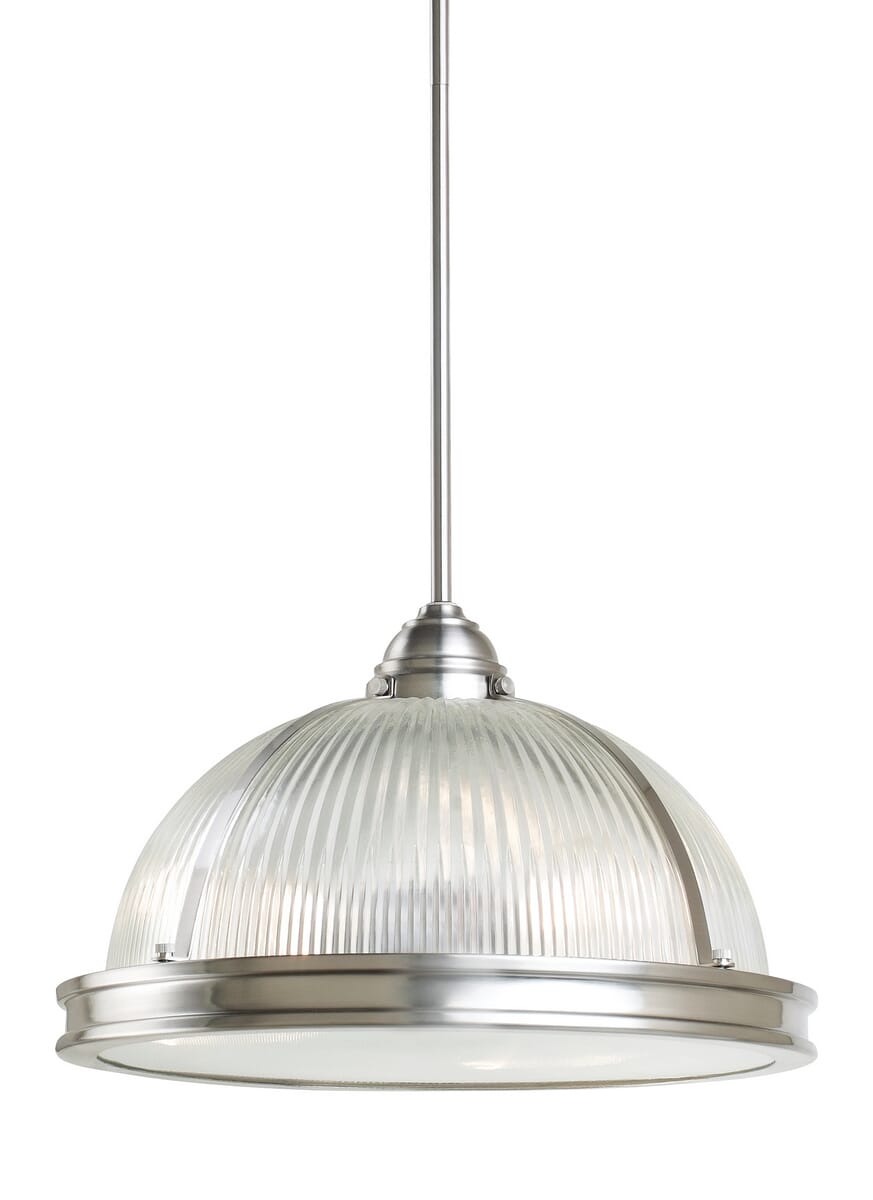 Sea Gull Pratt Street Prismatic 3-Light 10" Pendant Light in Brushed Nickel