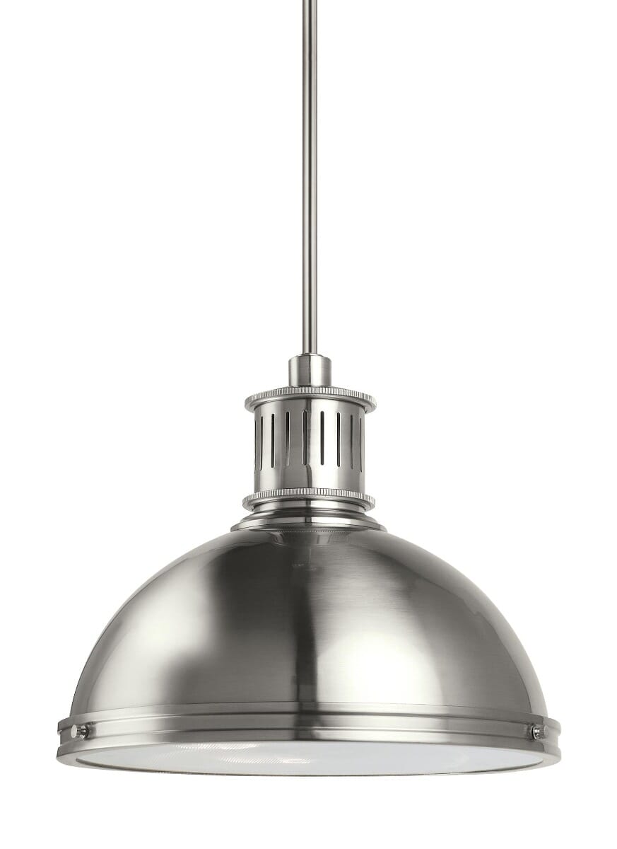 Sea Gull Pratt Street Metal LED Pendant Light in Brushed Nickel